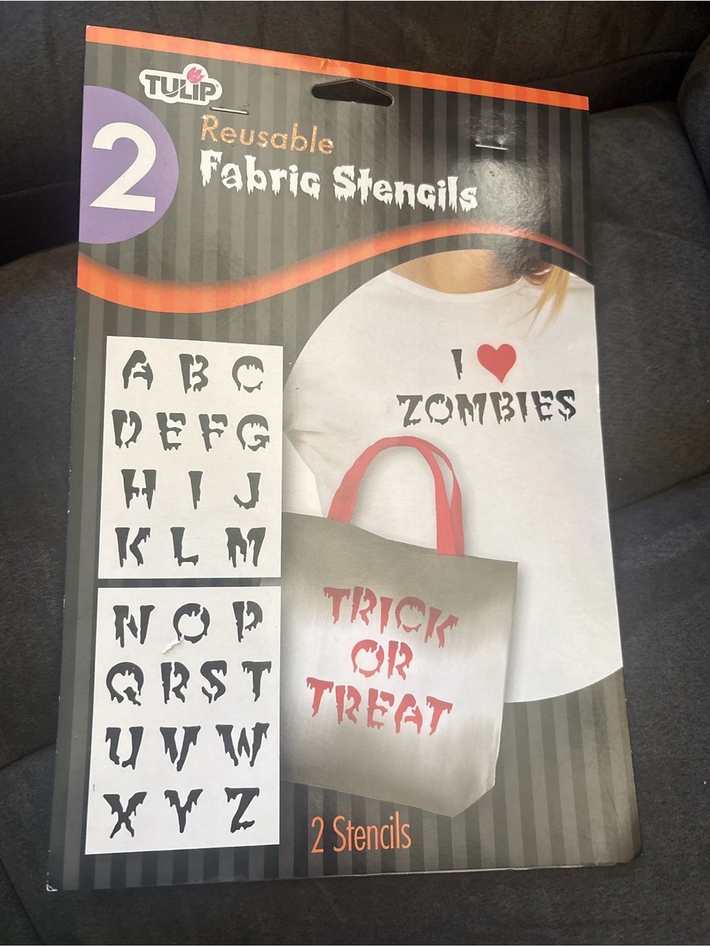 Tulip Reusable Fabric Stencils - Black & Red Halloween Alphabet (2 Pack)